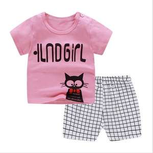 Vêtements d'intérieur en coton pour enfants, motif dessin animé, vente en gros, ensemble de jogging uni pour enfants, pyjama d'été à manches courtes pour enfants - Product Image 6