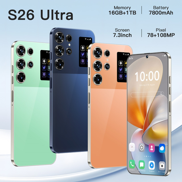 S26 Ultra Top-selling Cross-border Mobile Phone 4G Storage 7.3-inch 16+1TB Screen with Clear Camera Android 14