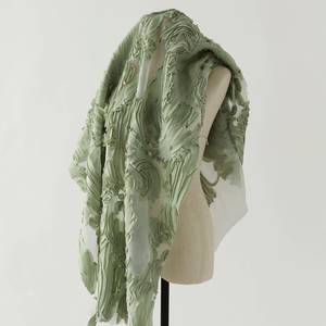 Tessuto Jacquard Broccato Floreale con Texture a Foglie Grandi, Ricamo in <span class=keywords><strong>Organza</strong></span> alla Moda per Abiti da Ragazza - Product Image 6