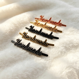 Custom Engraving Metal <b>Name</b> Tags Private Brand Sewable Metal Logo Plates Decorative Metal <b>Labels</b> for Bags & Garments - Product Image 2