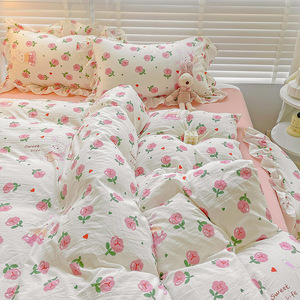 Dệt may nhà Sợi đôi 4 Mảnh bộ đồ giường thiết lập 100 polyester in tấm ga trải giường thiết lập đầy màu sắc trải giường và gối trường hợp cho phòng ngủ - Product Image 3