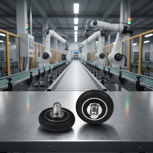 Roue à rouleaux <span class=keywords><strong>en</strong></span> polyuréthane OD15~65mm avec roulement et vis à goujon, tailles assorties, rouleau de guidage à roulement fluide pour système de <span class=keywords><strong>rail</strong></span> - Product Image 1