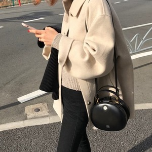 Women's Wool Coat Camel Color Medium Thickness Solid Design Winter Outerwear - Product Image 4