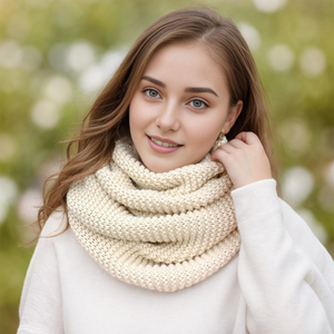 Vintage adolescents filles anneau écharpes automne hiver plus chaud cou femmes hiver tricoté solide épais écharpe hiver cercle boucle écharpe - Product Image 2