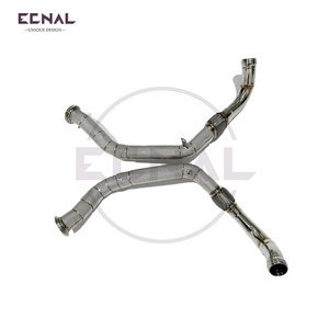 Ecnal per Porsche Panamera 971 GTS <span class=keywords><strong>Turbo</strong></span> 4.0T 2019+ Tubo di Scarico Anteriore Sportivo in Metallo SS304 con Scudo Termico - Product Image 4