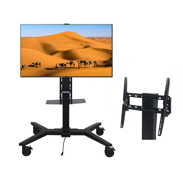 Modern Electric TV Lift Stand with Remote Control Metal Mobile Motorized TV Mounts for Living Room Wheels TV Trolley Cart
