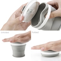 Taza plegable de silicona reutilizable de 350 ml personalizada por OEM, mini taza de silicona plegable portátil