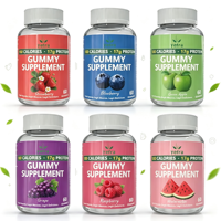 6 types de gommes protéinées aux saveurs de fruits, gommes protéinées riches en protéines, complément alimentaire pour hommes et femmes, gommes à base de fibres végétales