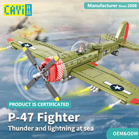 Ensemble de blocs de construction de modèle d'avion de chasse militaire P-47 de la Seconde Guerre mondiale CAYI, jouets militaires, équipement militaire, blocs de construction MOC, jouet en briques pour enfants