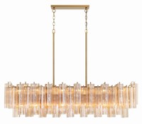 Lustre rectangulaire à plusieurs niveaux en verre ambré et métal, style Art Moderne de luxe, pour salle à manger, salon, villa, hôtel, et luminaires suspendus pour îlot.