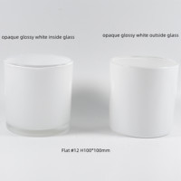 Pot en verre de bougie blanc brillant vide personnalisé avec couvercle en métal doré et boîte-cadeau récipient à bougie rond en verre H100 * 100mm