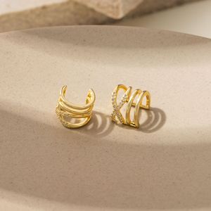Pendientes de clip en forma de cruz, de aleación de zinc dorada, pendientes de aro en forma de U para cartílago de la oreja, sin perforación, joyería de moda para mujer - Product Image 4