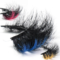 2022 private label packaging colored strips mink clear band 3d 25mm color mink lashes wholesale With Color
