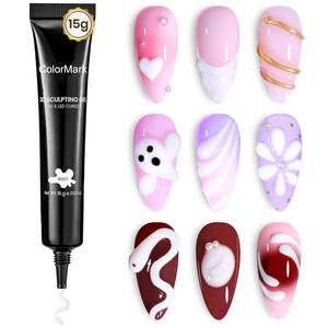 3d Gel Nail Art <span class=keywords><strong>Halloween</strong></span> White No Wipe Nail Polish 3D Rhinestone Building Multi-Function Drawing Gel for DIY Manicure Designs - Product Image 1