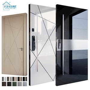 Portes <span class=keywords><strong>d</strong></span>'entrée principales en acier inoxydable <span class=keywords><strong>de</strong></span> style européen, portes <span class=keywords><strong>d</strong></span>'entrée modernes pivotantes pour villa - Product Image 1