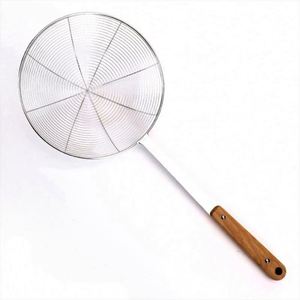 Colador de malla metálica de acero inoxidable engrosado al por mayor para freír, cuchara coladora, tamiz de malla para escurrir - Product Image 1