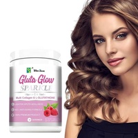 Poudre de collagène multivitaminée à la biotine et à la vitamine C, poudre de collagène tripeptide, poudre Gluta Glow, pour une peau éclatante, blanchissante, cheveux et ongles.