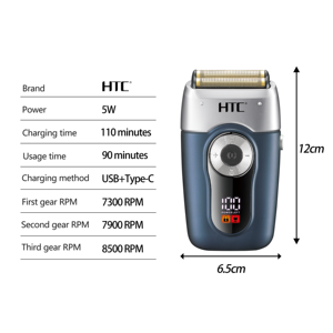 Rasoio Elettrico <span class=keywords><strong>per</strong></span> <span class=keywords><strong>Barba</strong></span> HTC GT-667 <span class=keywords><strong>per</strong></span> Uomo, Rasoio a Lamina <span class=keywords><strong>Professionale</strong></span> Ricaricabile - Product Image 5