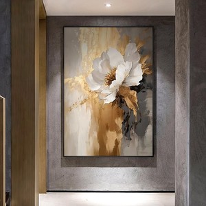 Décoration d'intérieur, <span class=keywords><strong>couteau</strong></span> moderne, art mural abstrait 3D, fleurs blanches, <span class=keywords><strong>peinture</strong></span> <span class=keywords><strong>acrylique</strong></span> texturée, peintures murales - Product Image 3