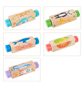 Puzzles rotatifs en bois en gros, jouet éducatif pour l'entraînement à la réflexion, motifs de dessins animés, puzzles 3D pour enfants - Product Image 6