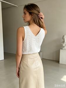Débardeur élégant à col en V contrastant, sans manches, coupe ample, décontracté, pour tous les jours, pour femmes, pour la plage, les vacances, le bureau, le streetwear - Product Image 3