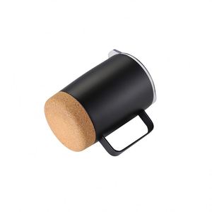 Wholesale Custom Logo 13oz 304 Stainless Steel Coffee <b>Mug</b> Cork Base Cups With Handle Bpa Free Flip Lid Promotional Gift - Product Image 6
