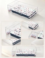 Kotak Penyimpanan Mahjong Akrilik Motif Tortoise Marbled dengan Tutup Lipat, Organizer Ubin Resin, Hadiah Permainan Mahjong Elegan untuk Pecinta Mahjong