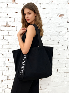 Biểu Tượng Tùy Chỉnh Vải Bông Công Suất Lớn Tote Túi Với Thiết Kế Cảm Giác Ribbon Xử Lý In Mua Sắm Sinh Thái Túi - Product Image 2