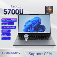 15.6 Inch Thin and Light Laptop with R7 5700U IPS Panel Portable Computer