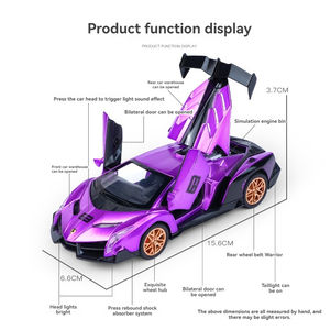 צעצוע מכוניות דגם יצוק 1:32 למבור ונונו עם צליל ואור לקשט דלתות קישוט פתוחות צעצועי רכב דגם מתכת - Product Image 3