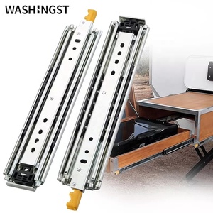 Full Extension Drawer Slides WASHINGST Locking Heavy Duty Triple Full Extension Kitchen Cabinet Furniture Hardware For Tool Telescopic Drawer Slides Rails