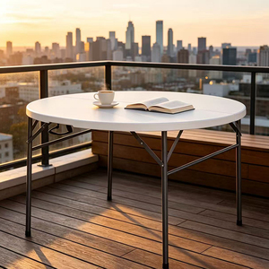 Tables rondes pliantes en plastique blanches pour événements, banquets, réceptions et mariages en plein air, 4 pieds, <span class=keywords><strong>6</strong></span> <span class=keywords><strong>personnes</strong></span>, vente en gros - Product Image 3