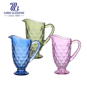 Wholesale Factory Brazil Cheap Glass Water Drinking Spraying Colored Royal Blue Pink Olive Green Jug Glass Serving Pitcher