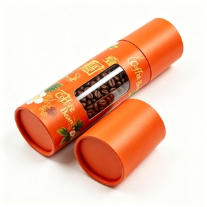 Custom Food Grade Round Kraft Cardboard Cylinder Paper Tube Packaging with Clear PVC Window for <b>Coffee</b> <b>Beans</b> Organic Tea Nuts - Product Image 2