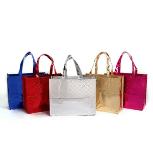 Promotional Custom Metallic Laminated Non Woven Bag Fabric Reusable Shopping Bag