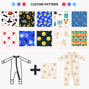 Combinaison bébé personnalisée à fermeture éclair, motif souris crème et étoiles, bordure couleur avoine, pyjama doux et respirant pour nourrisson - Product Image 2