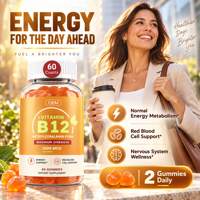 Gummies de Vitamine B12 pour Adultes – Énergie Cellulaire, Métabolisme, Soutien Nerveux – Framboise & Fruit de la Passion – Marque Privée OEM – 60 Unités