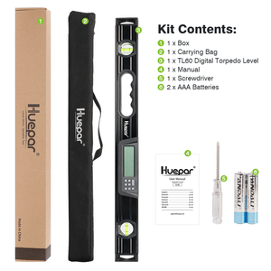 Huepar Máy Đo Độ Nghiêng Hiển Thị Kỹ Thuật Số Phổ Biến Thước Đo Góc Điện Tử 610Mm TL-60 Góc - Product Image 3
