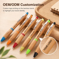 Öko-Bambus Drehkugelschreiber Stylus 2-in-1 Touchscreen-Stift mit Metallclip, Lasergravur, Individuelles Logo, Werbeartikel für Unternehmen