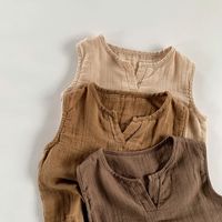 Tank Top anak laki-laki, baju anak-anak katun tanpa lengan tipis bernafas musim panas baru