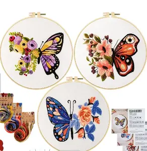 Cross Stitch Starter Kit Bordado Kit Handwork Needlework Padrão Flor Estampa Floral para o saco adulto Handmade Canvas Opp