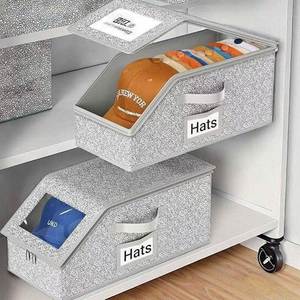 Large Capacity Multifunctional Fabric <b>Hat</b> Storage <b>Box</b> Foldable Baseball Cap Organizer with Dustproof Zipper and Lid - Product Image 6