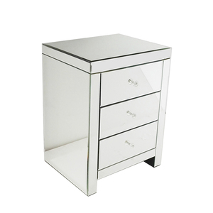 Bedroom Furniture 3 Drawer <strong>Bedside</strong> Table Silver <strong>Mirrors</strong> Europe Design Night Stand Accent Table - Product Image 2