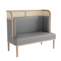 Ensemble de salle à manger de restaurant, chaise en bois et cuir et table rectangulaire et ronde en dalle de roche, design minimaliste moderne, mobilier commercial