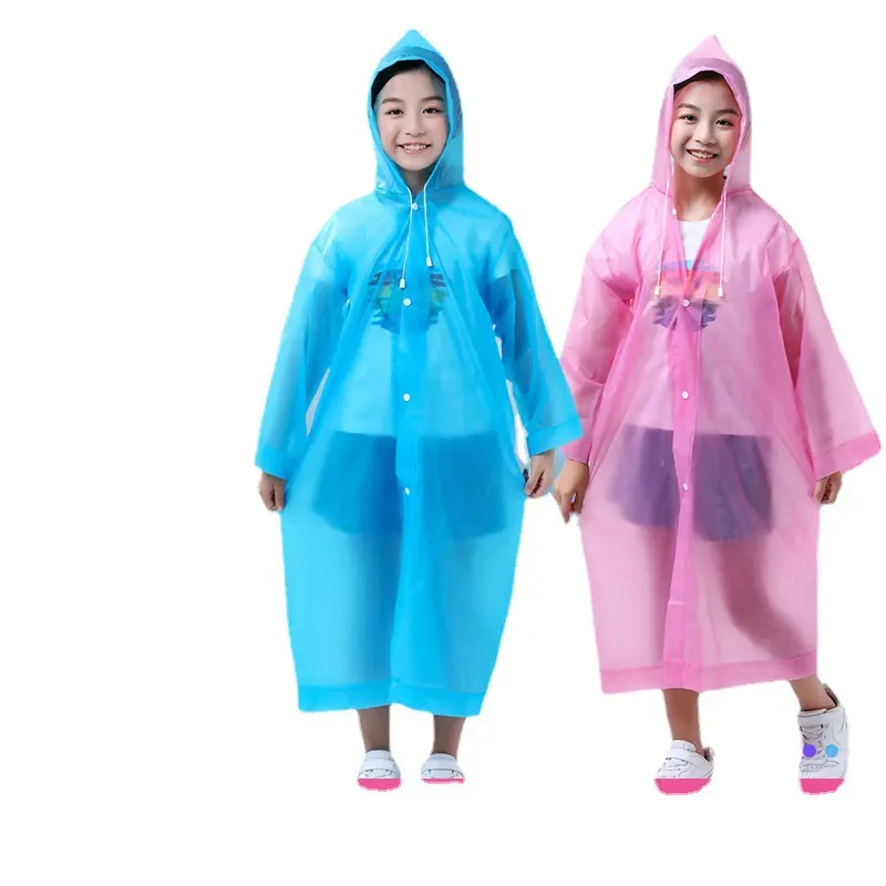 Portable Non Disposable EVA Rainwear Waterproof Hooded Kids Kindergarten Student Backpacking Rain Coat