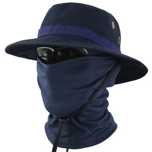 Sombrero de Pesca para Hombre con Protección Solar, Ala Ancha, Máscara Facial UV y Protector de Cuello, Transpirable, Color Sólido, para Senderismo, Pesca y Ciclismo - Product Image 2