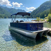 Bateau ponton de luxe en aluminium soudé certifié CE de 9 m (30 pieds) pour la pêche en lac et en rivière, moteur hors-bord 150 CV, vitesse de 40-50 km/h