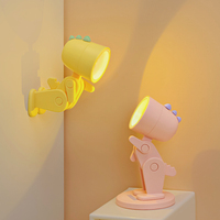 Veilleuse Dinosaure Mignonne, Support de Téléphone Portable, Base Stable, Ornement, Lampe à Piles Bouton, Applique Murale Miniature en Forme d'Animal, Veilleuse de Sommeil