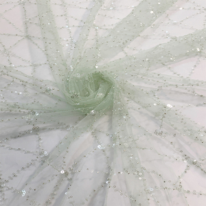 Vải Váy Cưới Đính Kim Sa Lưới Ren Duyên Dáng Vải Tuyn Thêu Hạt Cườm Nigeria Vải Ren Váy Dạ Hội Đính Kim Sa - Product Image 6