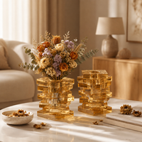 Luxuriöse Geometrische Bohemian Hydroponische Kristallblumenvase Moderner Dekorativer Stil für Getrocknete Blumen Tischdekoration für Zuhause und Hotel
